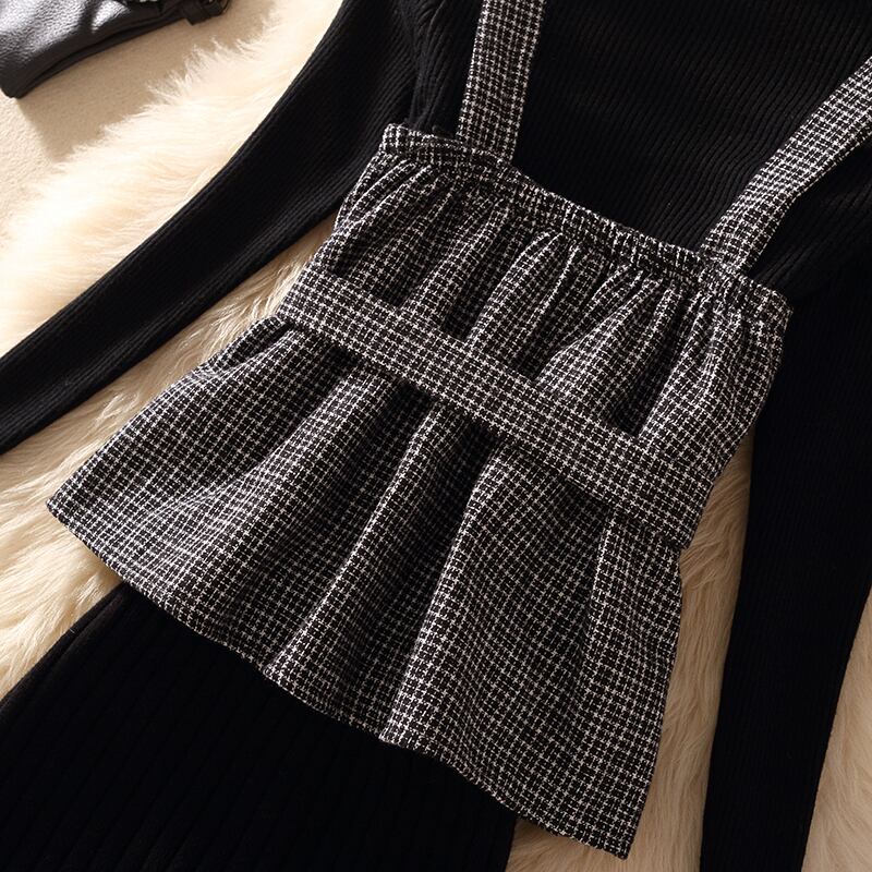 【set】秋冬新作!気質満点レトロニットトップス+ベスト+スカートオシャレ3点セット G2879