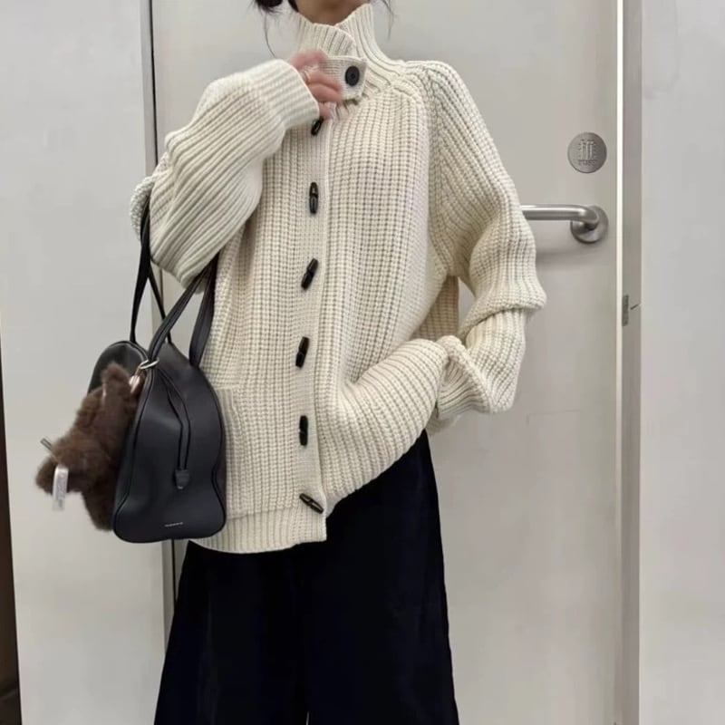 【outer】ハイネックニットカーディガン Q7397