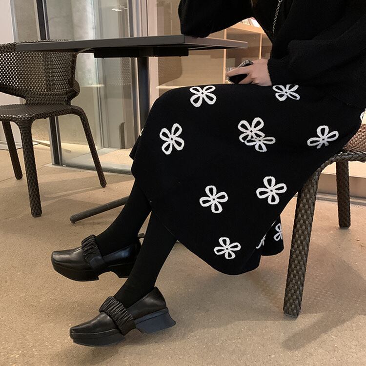 【bottoms】秋!柔らかくて優しいレトロAラインニットスカート G2635