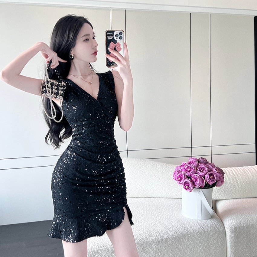 【dress】Vネックワンピース　M25183