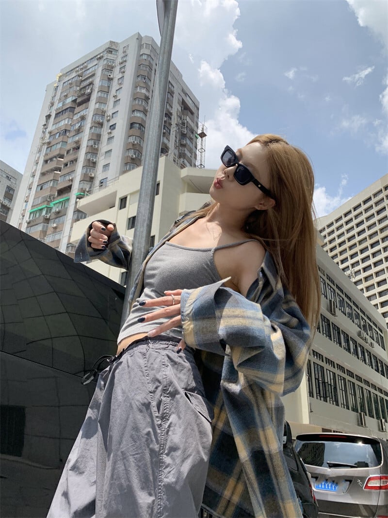 【tops】チェック柄シャツトップス　M25664