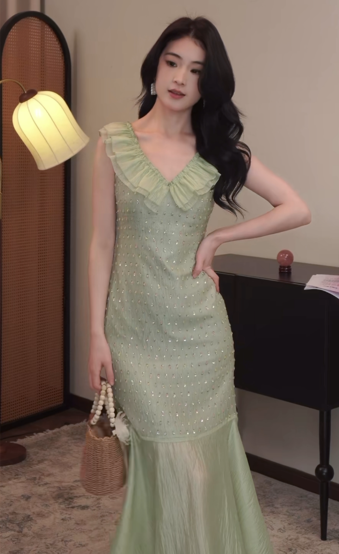 【dress】スパンコール付きマーメイドワンピース　N2987