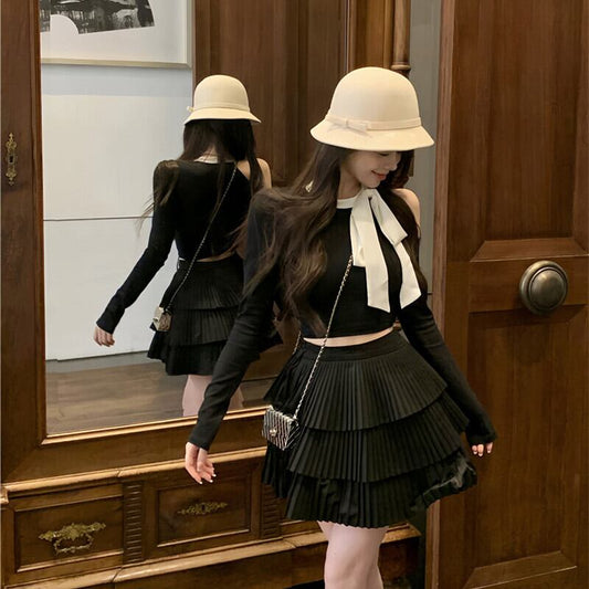 【set】オフショルダートップス×スカートセット　M28364