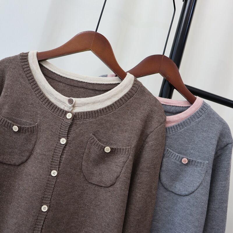 【outer】配色切り替えニットカーデ　M28598