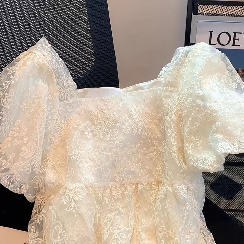 【tops】スクェアネックレースブラウスF7444