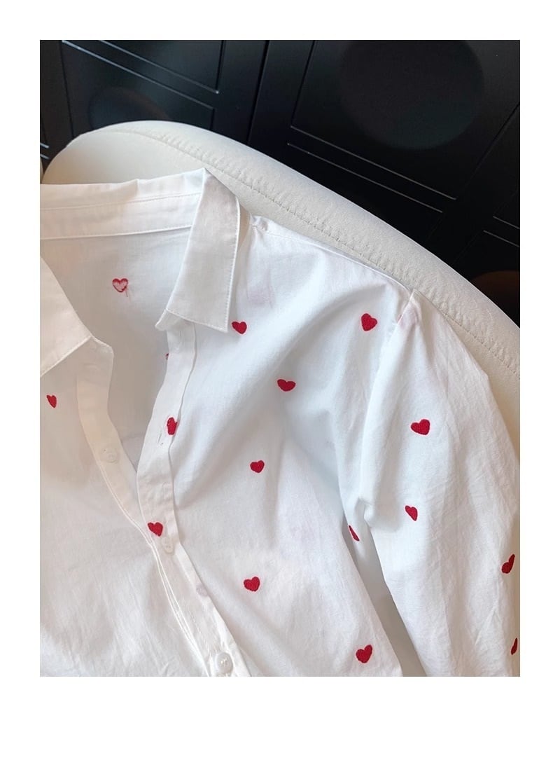 【tops】ハート柄シャツトップス　M29721