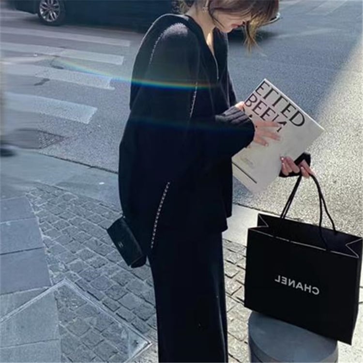 【set】フード付きニットトップス×スカートセット　N-1262