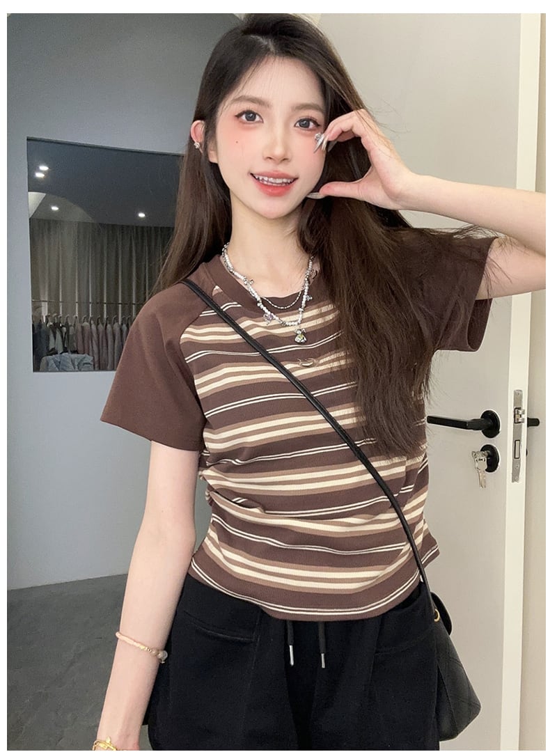 【tops】ストライプ柄TシャツG21370