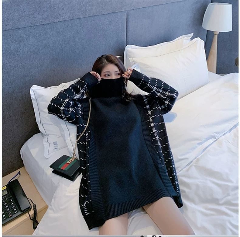 【dress】秋好感度UP!気質満点レトロチェック柄ニットワンピース G1796