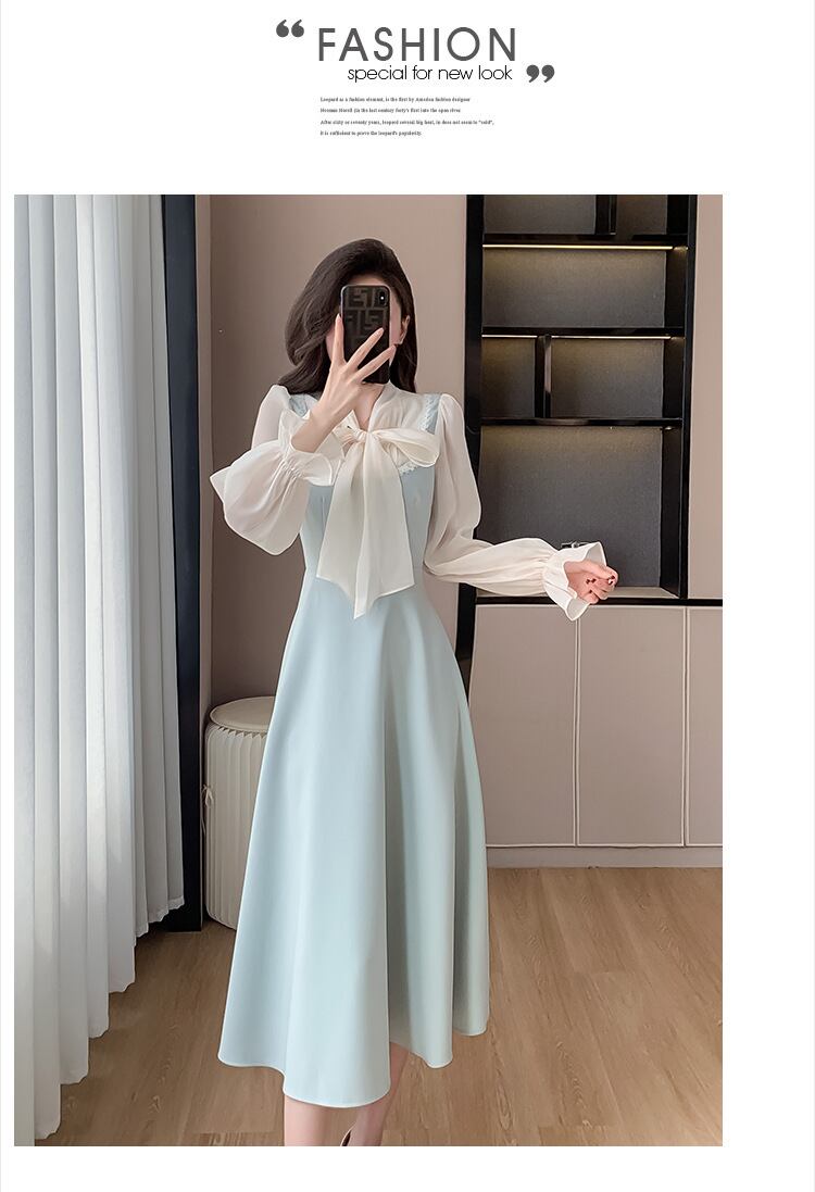 【dress】リボン偽二つ切り替えワンピース G19972