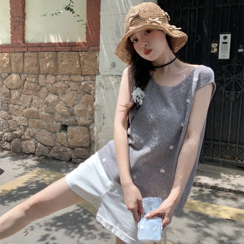 【tops】リボン付きニットトップス　M24942