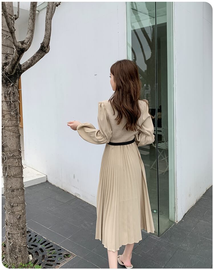 【dress】高級感 秋気質満点長袖高品質フランス風デザインワンピース G2235