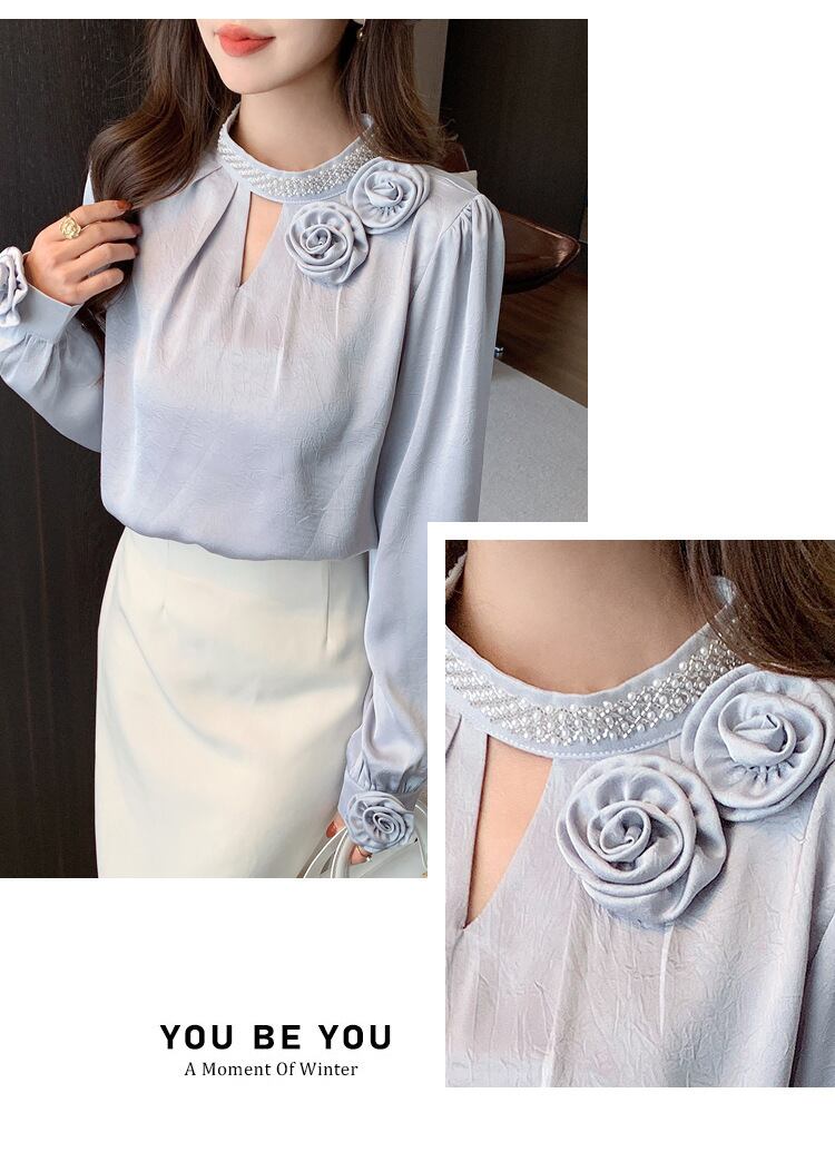 【tops】立体フラワーシャツトップス　M28972