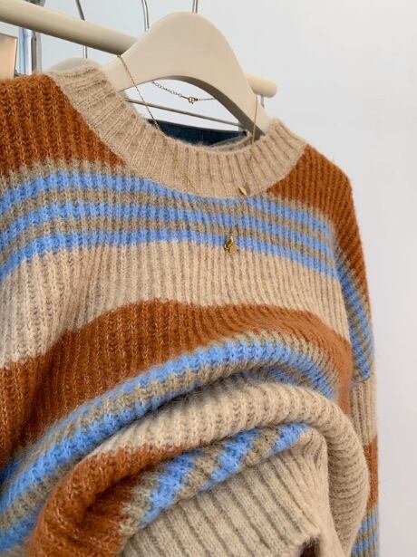 【tops】ボーダー柄ニットセーター　M29239