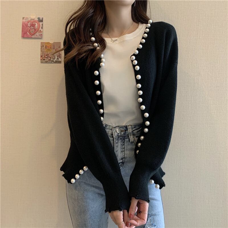 【outer】パールニットカーディガン　N2070