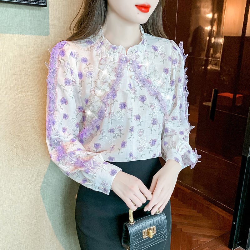 【tops】花柄シャツトップス　M28877