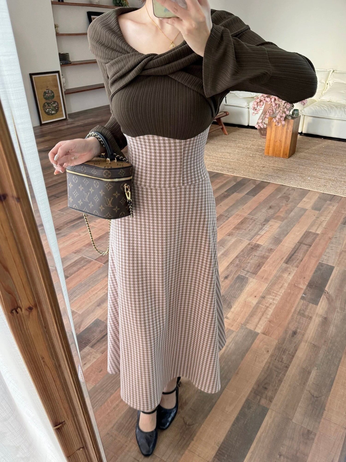 【dress】ツイストクロスドッキングワンピース 　N3398