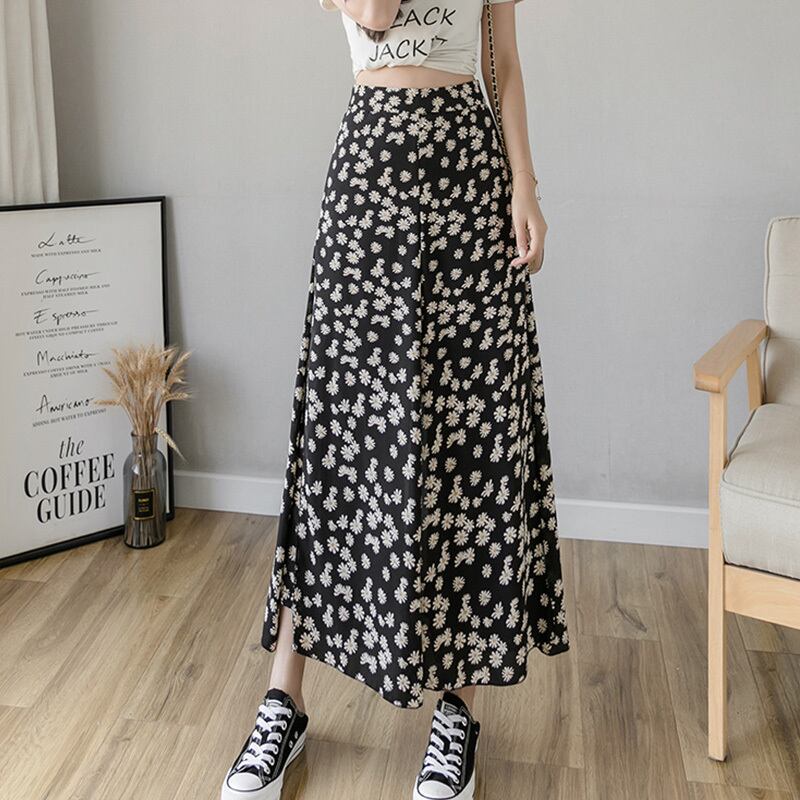 【bottoms】細身効果抜群♪シンプル花柄合わせやすいハイウエスト九分丈ガウチョパンツF0065