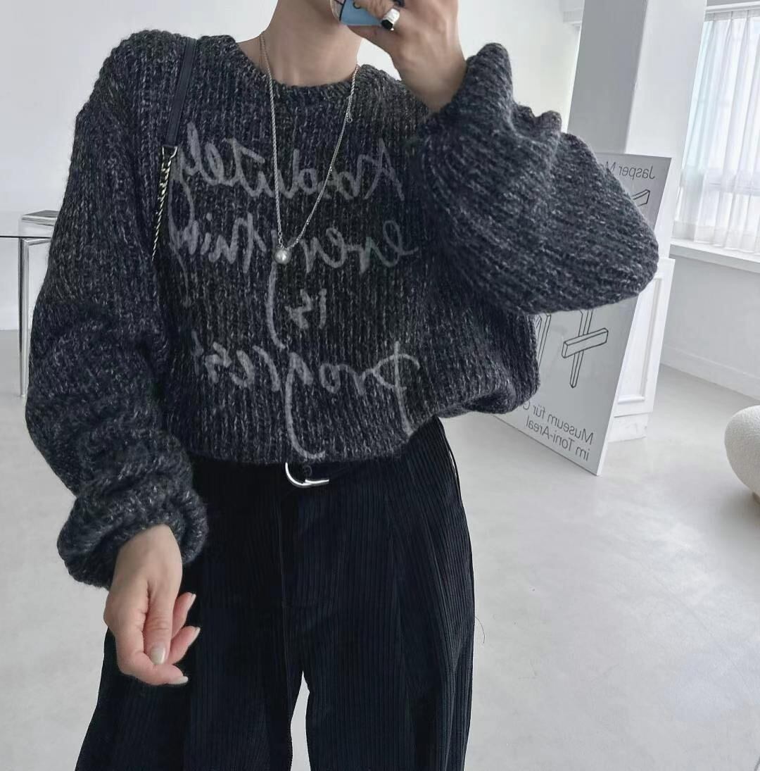 【tops】プリントニットセーター　M27775