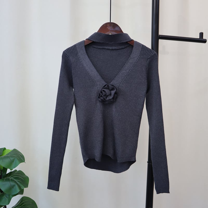 【tops】立体フラワーニットセーター　M25701