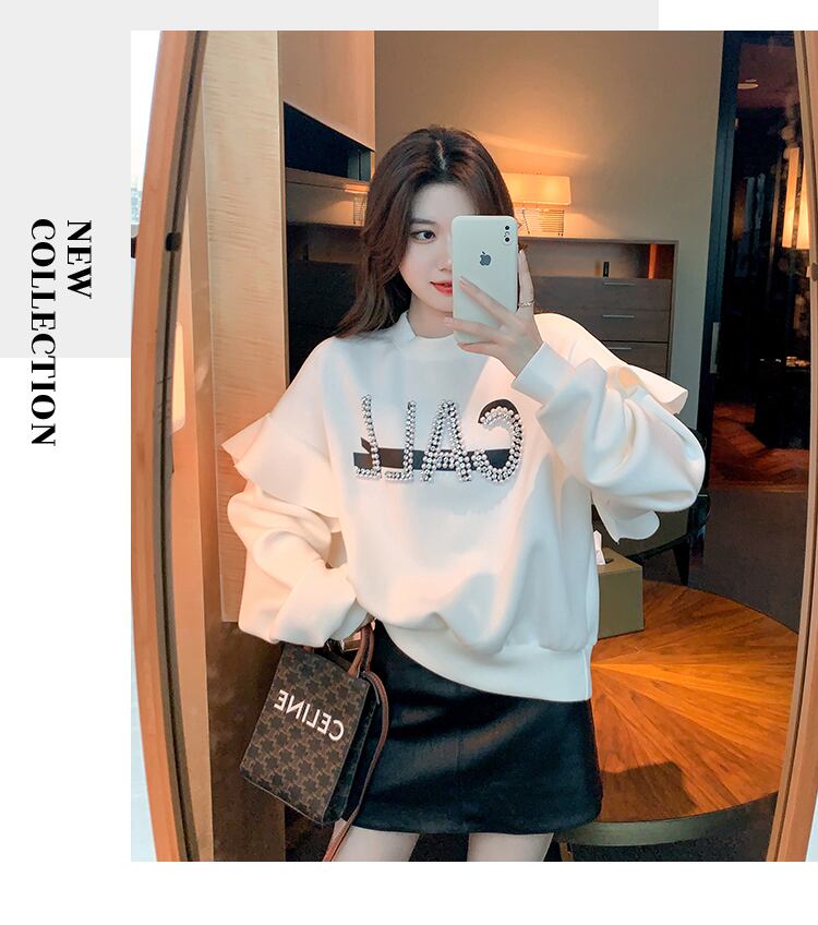 【tops】女性力を高める〜!スウィートルーズオシャレゆったりデザイン厚手パーカー G5473