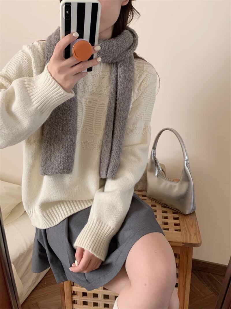 【tops】クルーネックニットセーターM19171