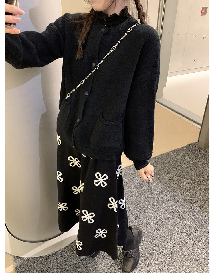 【bottoms】秋!柔らかくて優しいレトロAラインニットスカート G2635