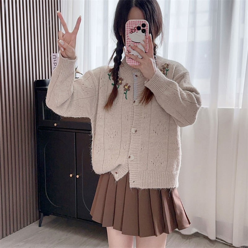 【outer】刺繍ニットカーデ　M25781