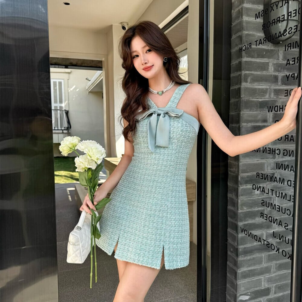 【dress】リボンツイードミニワンピース　N3550