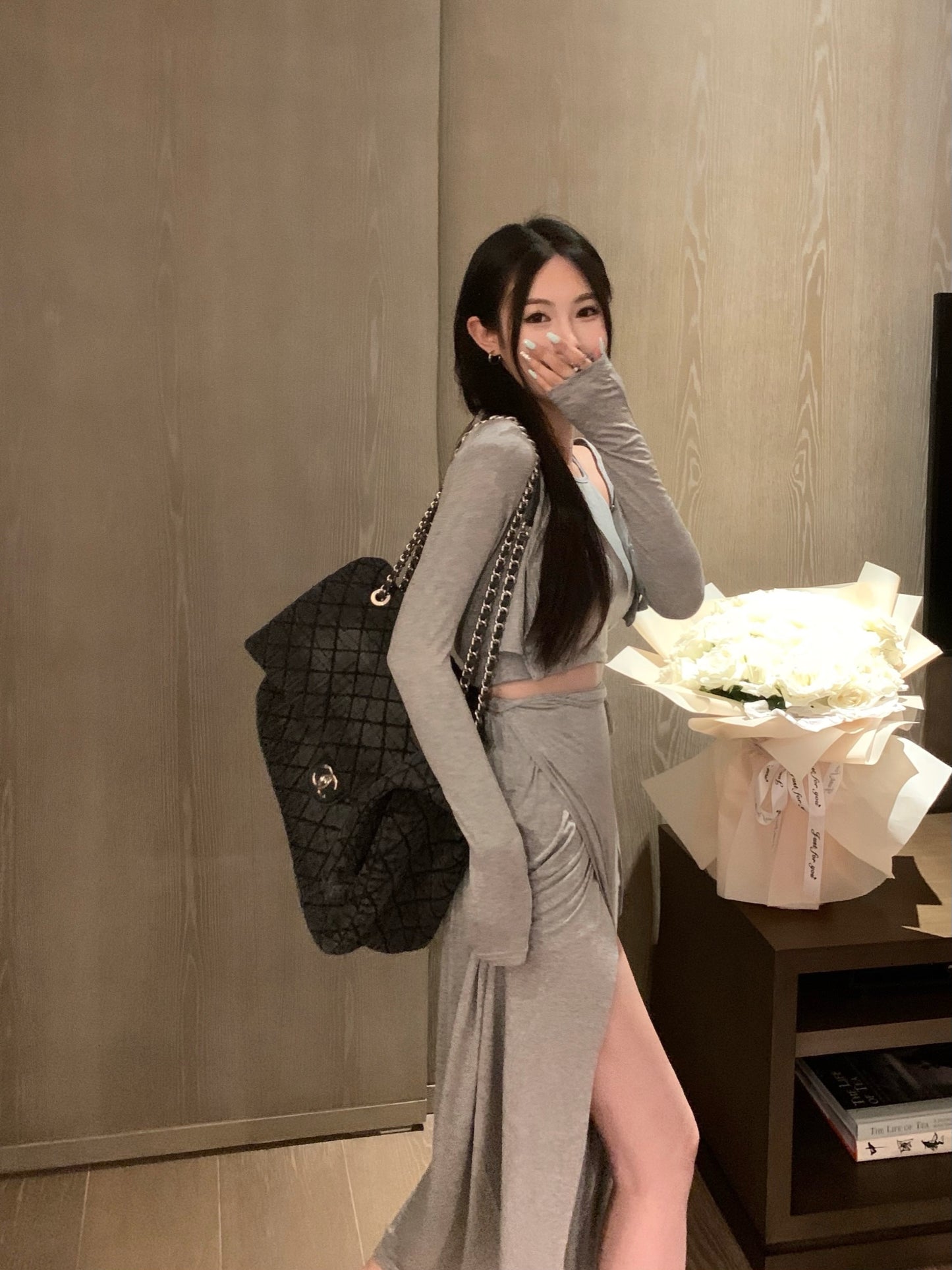 【set】カーディガン+キャミソール+スカート3点セットG21668