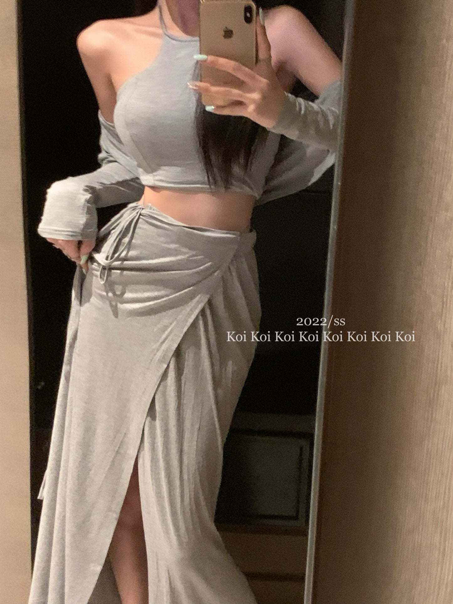 【set】カーディガン+キャミソール+スカート3点セットG21668