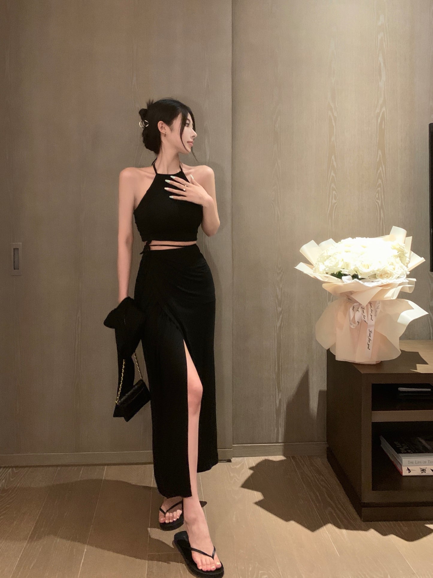 【set】カーディガン+キャミソール+スカート3点セットG21668