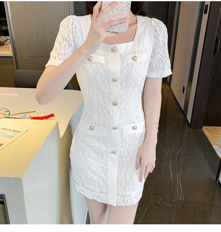 【dress】スクエアネックパフスリーブデートワンピースG21690