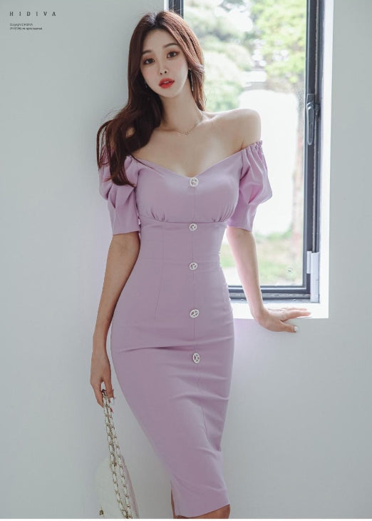 【dress】オフショルダータイトデートワンピースG21696