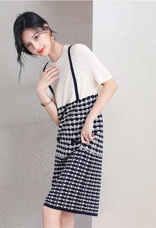 【dress】デザインニットワンピースG21722