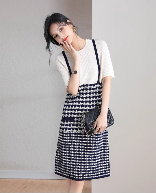 【dress】デザインニットワンピースG21722