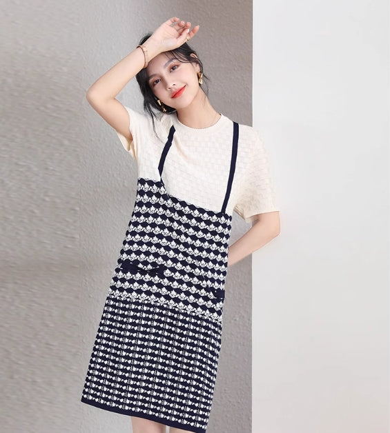 【dress】デザインニットワンピースG21722