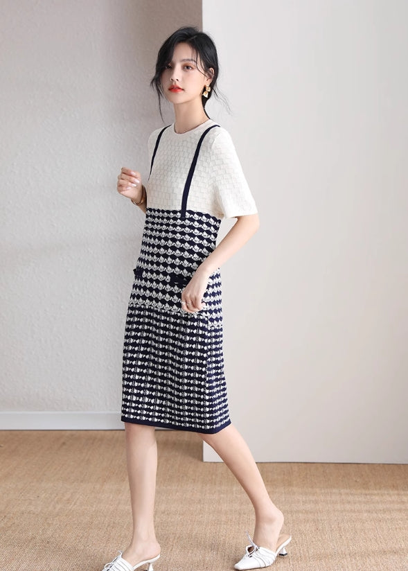 【dress】デザインニットワンピースG21722