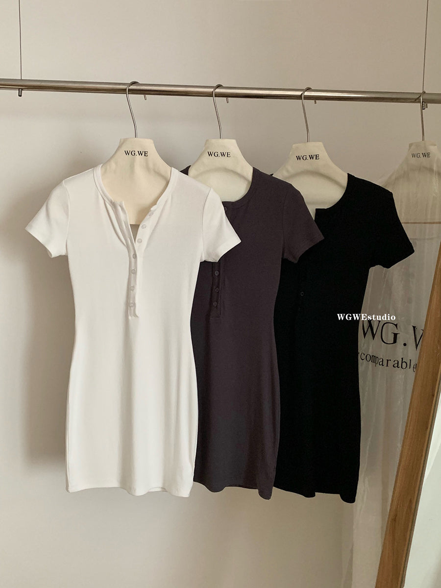 【dress】VネックタイトニットワンピースG21730