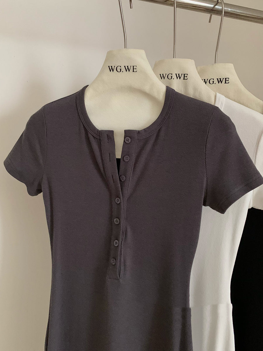 【dress】VネックタイトニットワンピースG21730