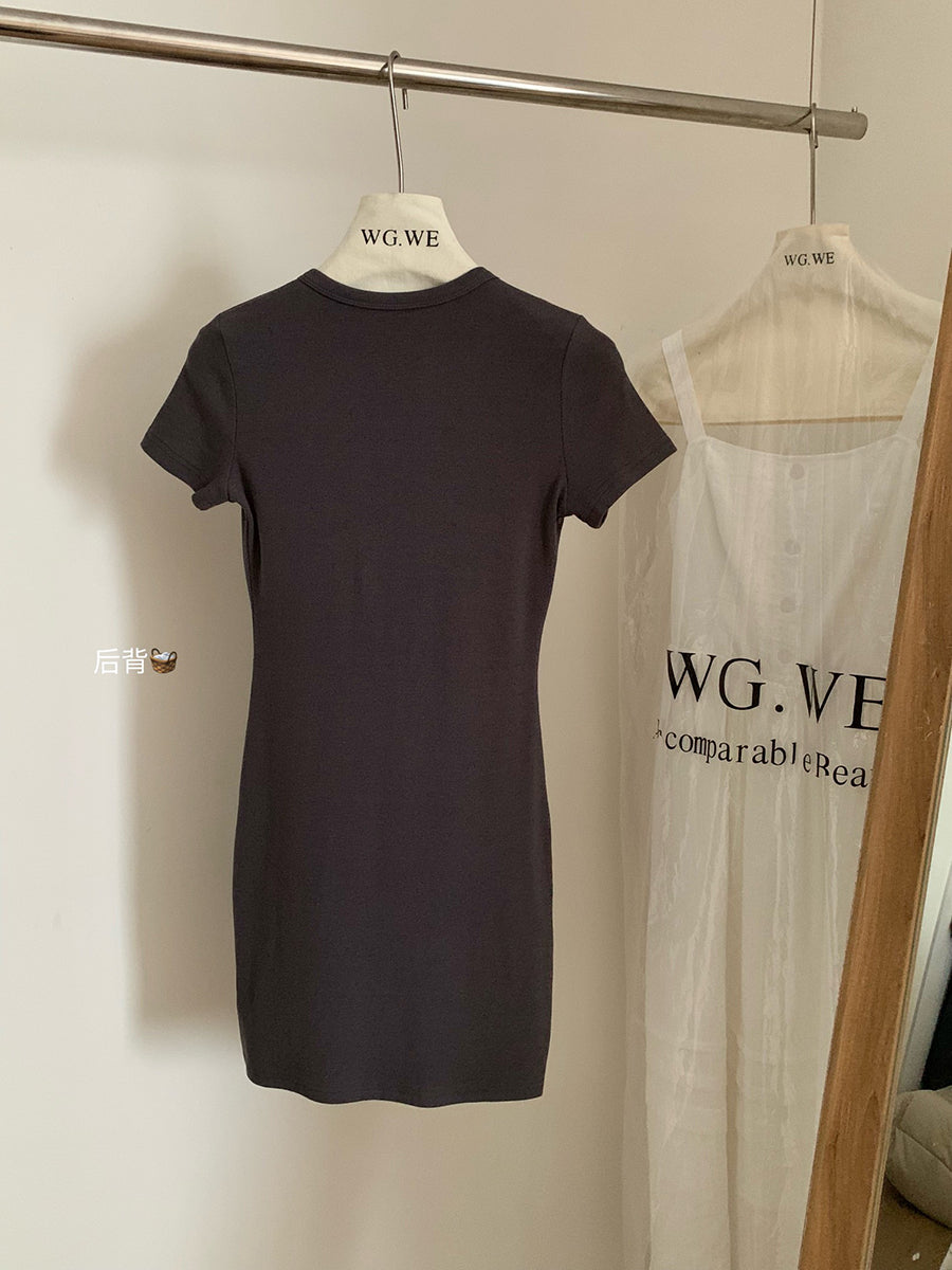 【dress】VネックタイトニットワンピースG21730