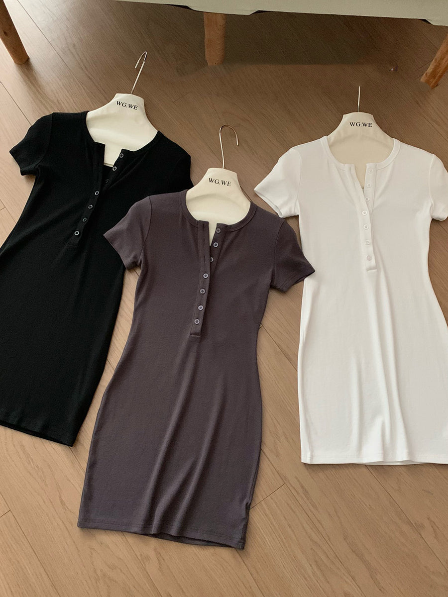 【dress】VネックタイトニットワンピースG21730