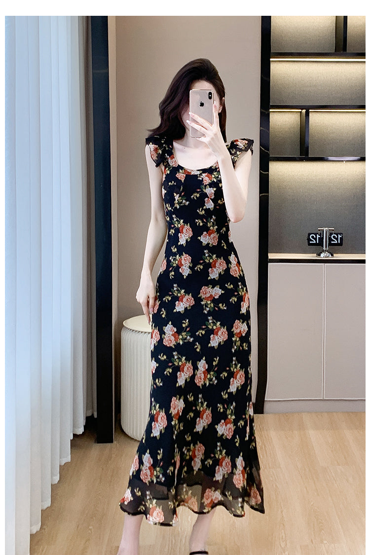 【dress】フレンチスリーブ花柄ワンピースG21734