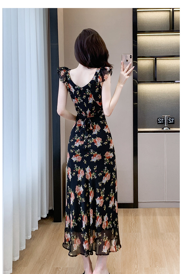 【dress】フレンチスリーブ花柄ワンピースG21734