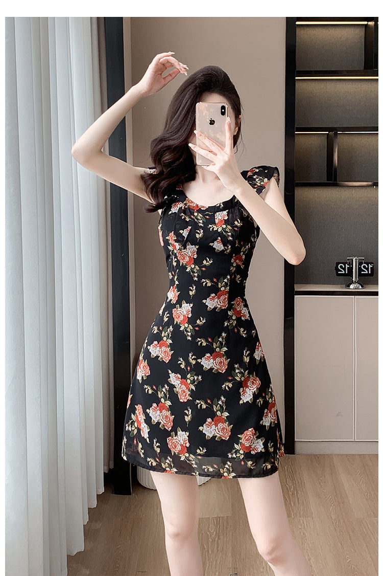 【dress】フレンチスリーブ花柄ワンピースG21734