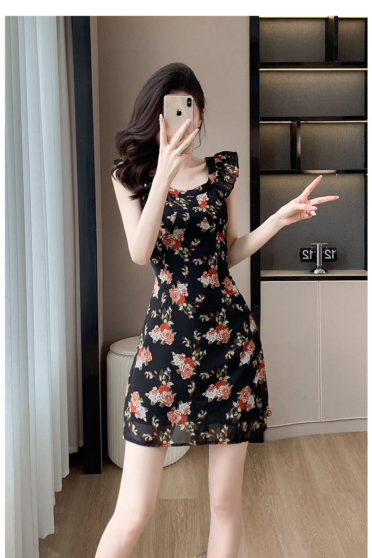 【dress】フレンチスリーブ花柄ワンピースG21734