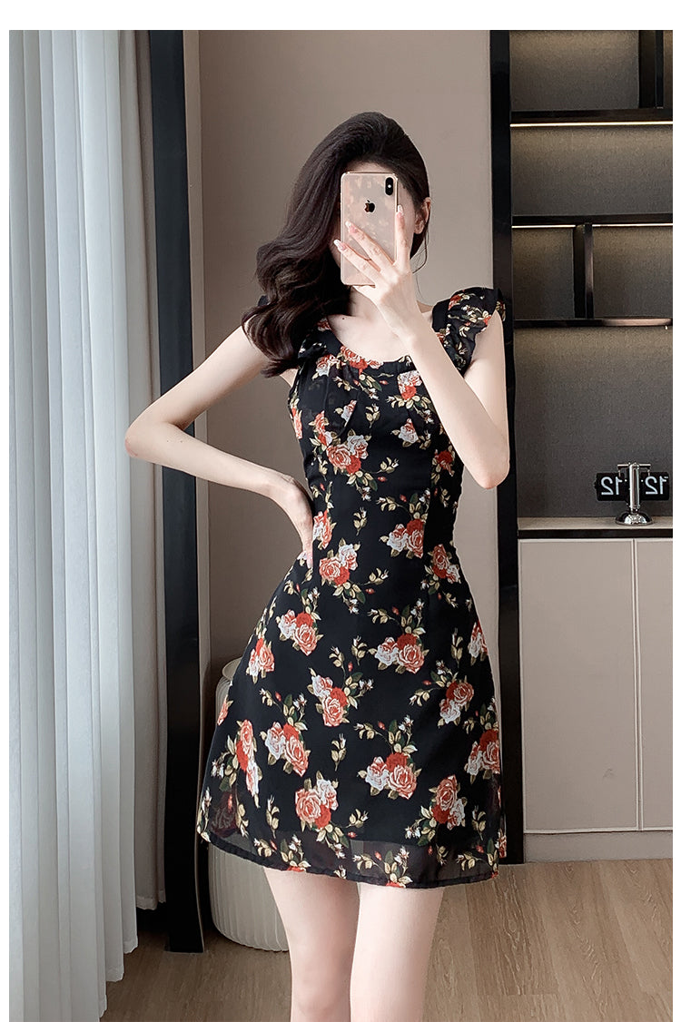 【dress】フレンチスリーブ花柄ワンピースG21734