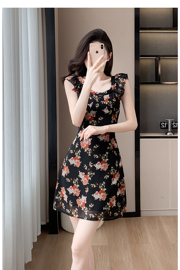 【dress】フレンチスリーブ花柄ワンピースG21734