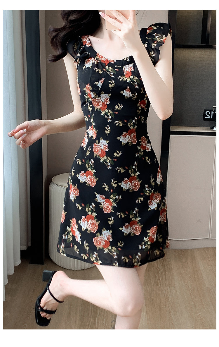 【dress】フレンチスリーブ花柄ワンピースG21734