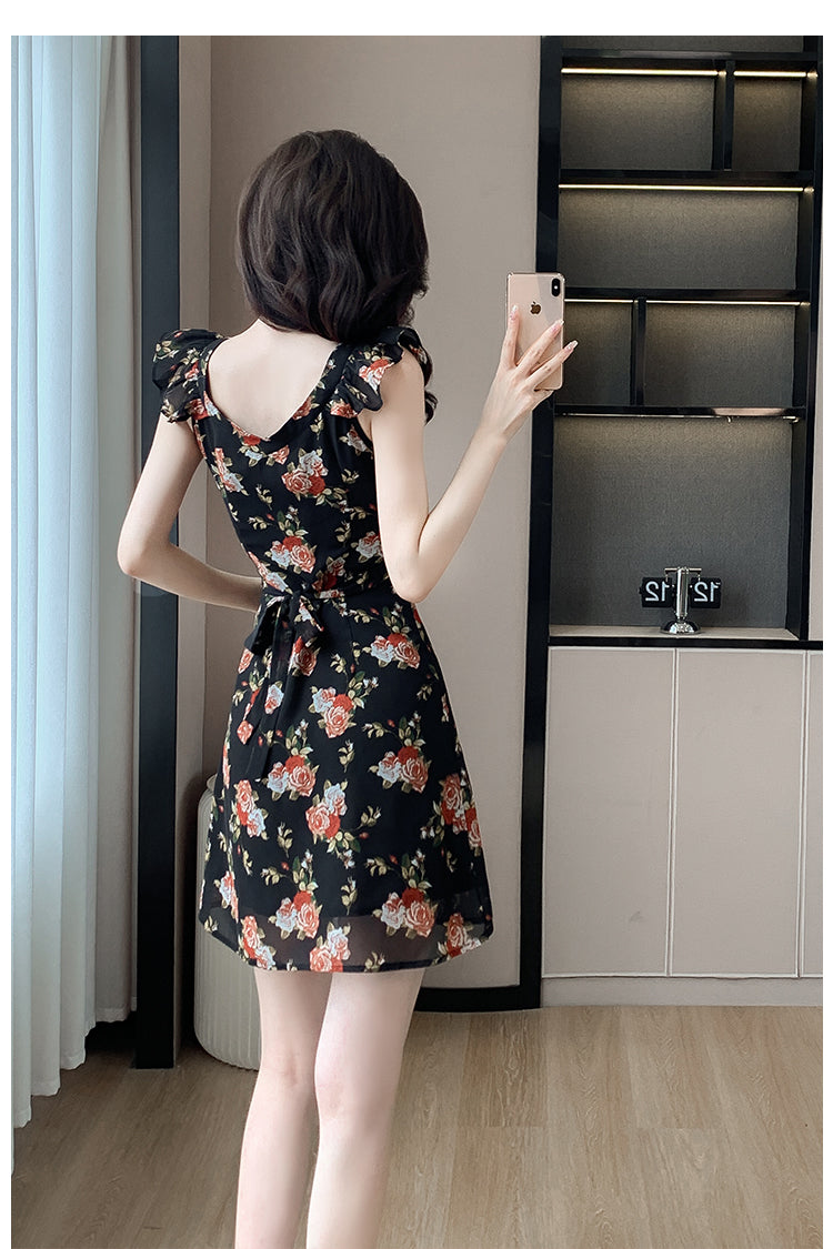 【dress】フレンチスリーブ花柄ワンピースG21734